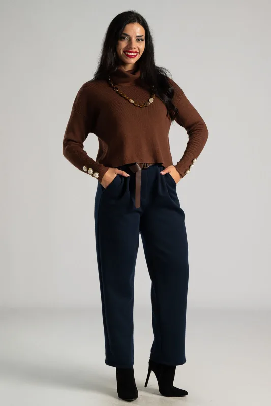 Blouse Loose Turtleneck Rib