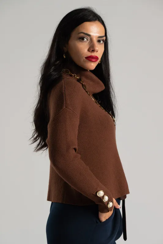 Blouse Loose Turtleneck Rib