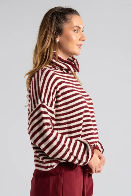 Loose-fitting Turtleneck Sweater Striped 