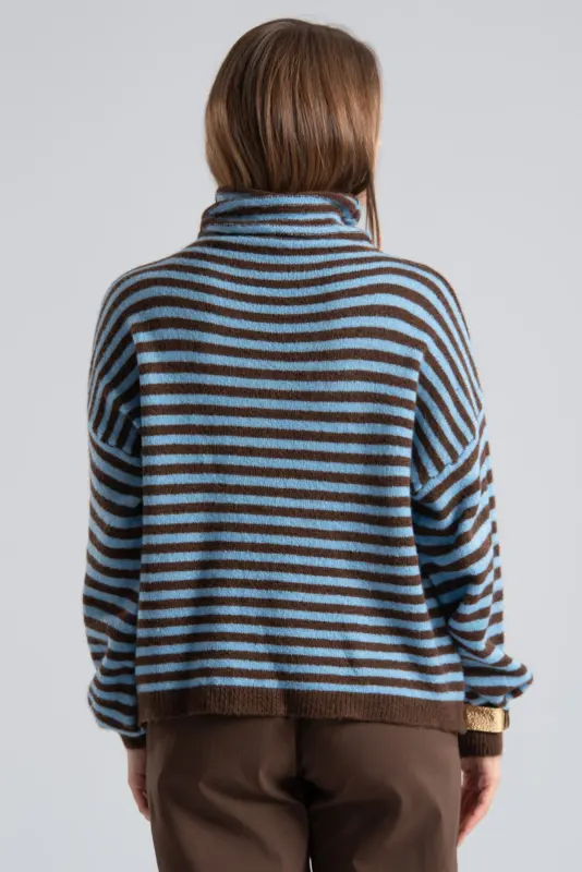 Loose-fitting Turtleneck Sweater Striped 