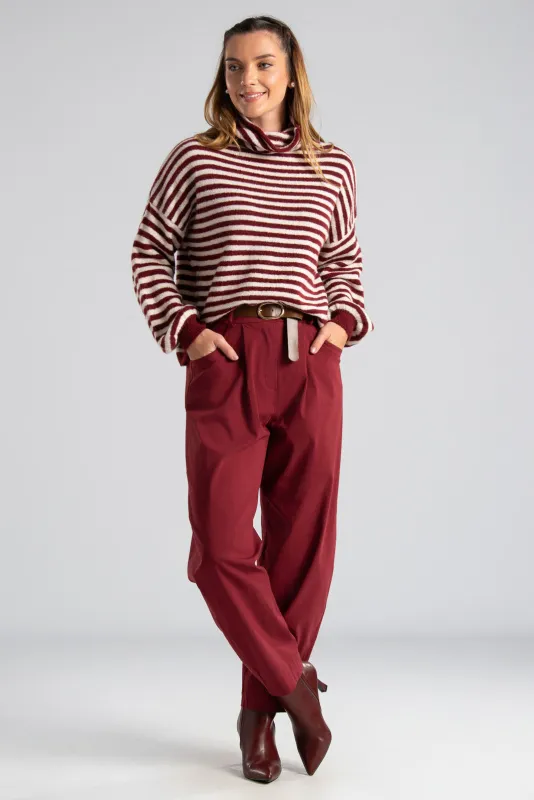 Loose-fitting Turtleneck Sweater Striped 