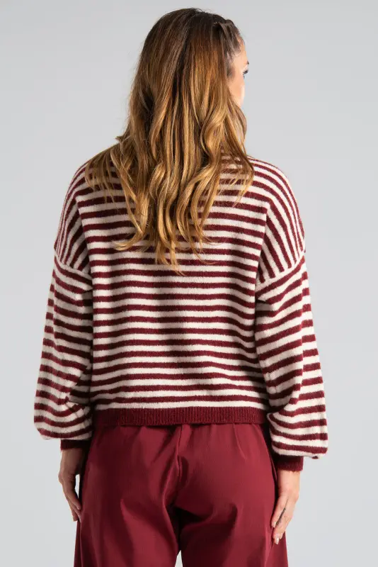 Loose-fitting Turtleneck Sweater Striped 