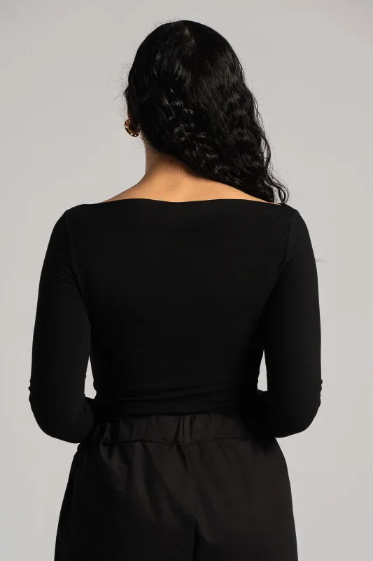 Long Sleeved Blouse Smile Neckline