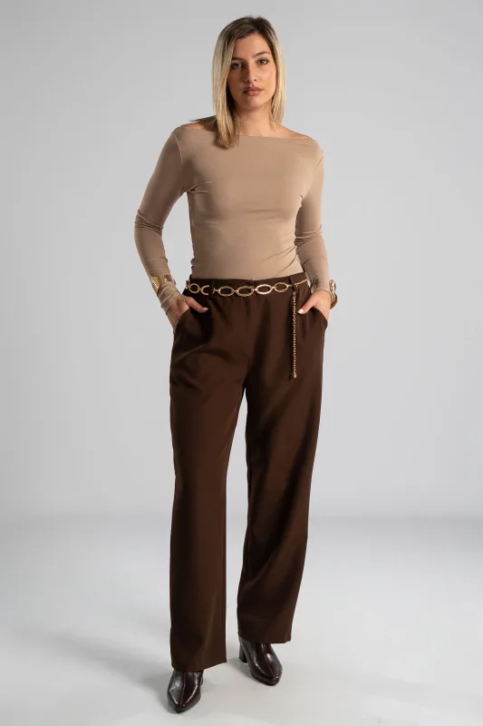 Long Sleeved Blouse Smile Neckline