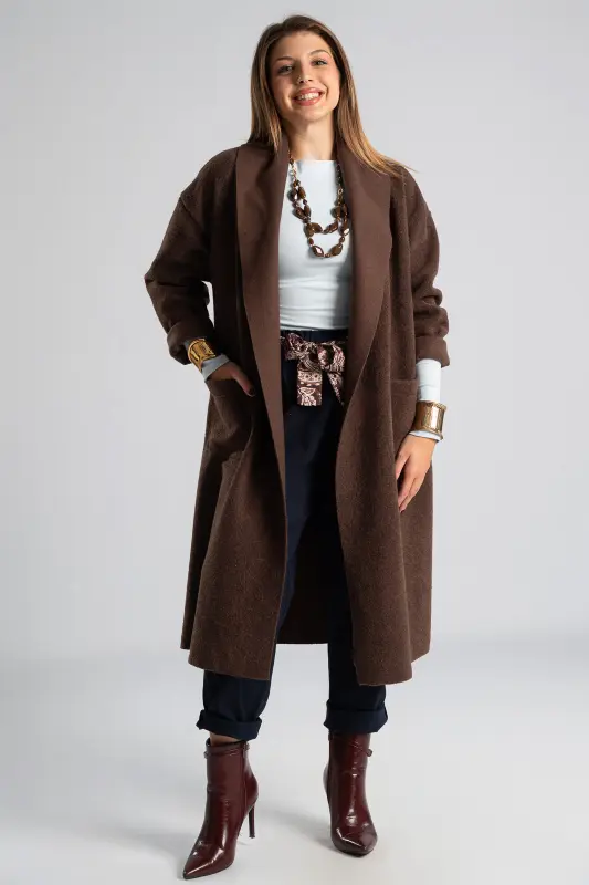 Long Sleeved Blouse Smile Neckline