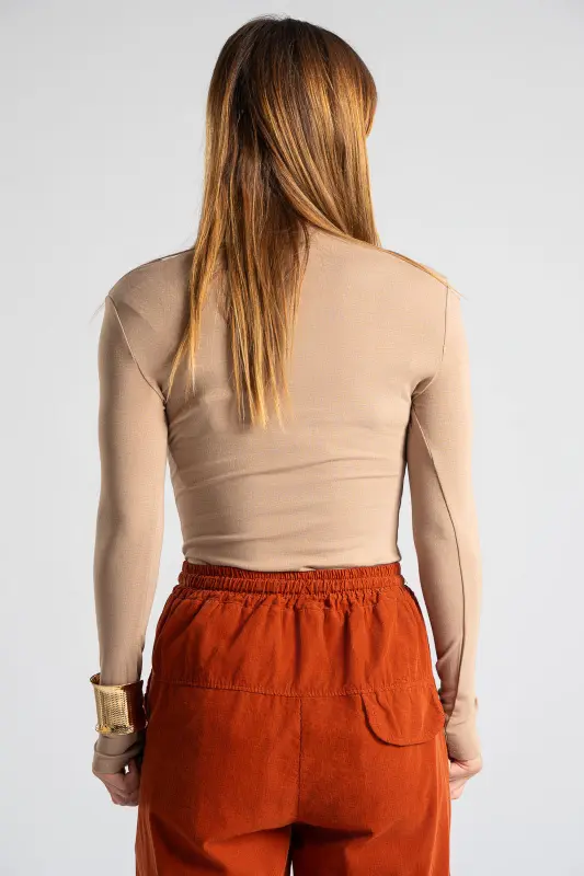 Long Sleeved Blouse Smile Neckline