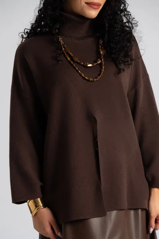 Turtleneck Blouse Front Opening