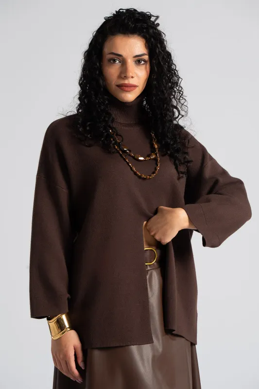 Turtleneck Blouse Front Opening