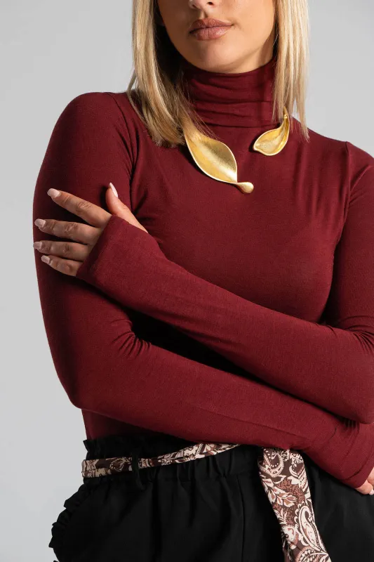 Blouse Turtleneck Basic Solid Color