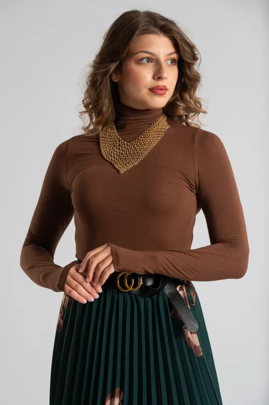 Blouse Turtleneck Basic Solid Color