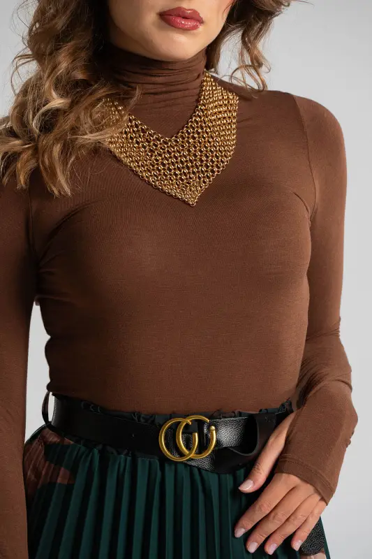 Blouse Turtleneck Basic Solid Color