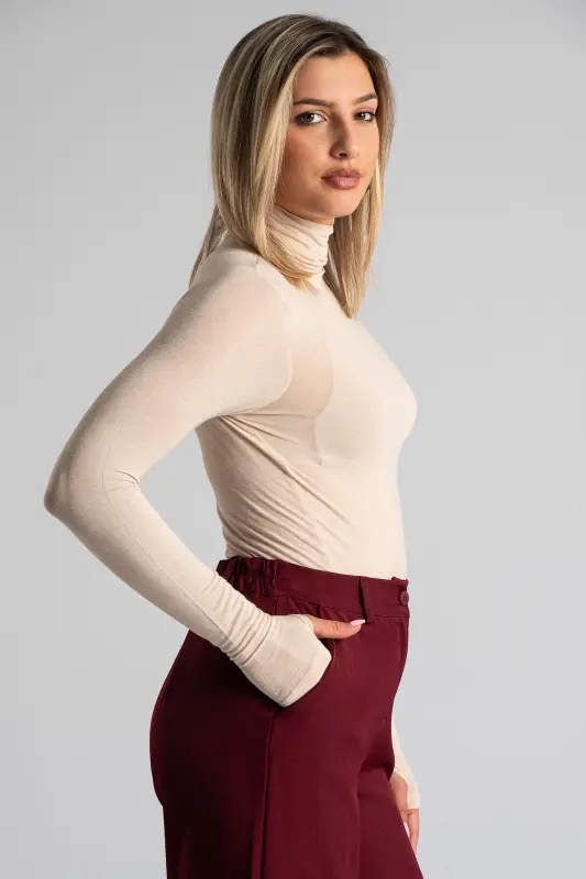 Blouse Turtleneck Basic Solid Color