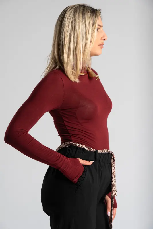 Blouse Turtleneck Basic Solid Color