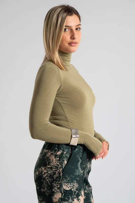 Blouse Turtleneck Basic Solid Color