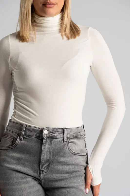 Blouse Turtleneck Basic Solid Color