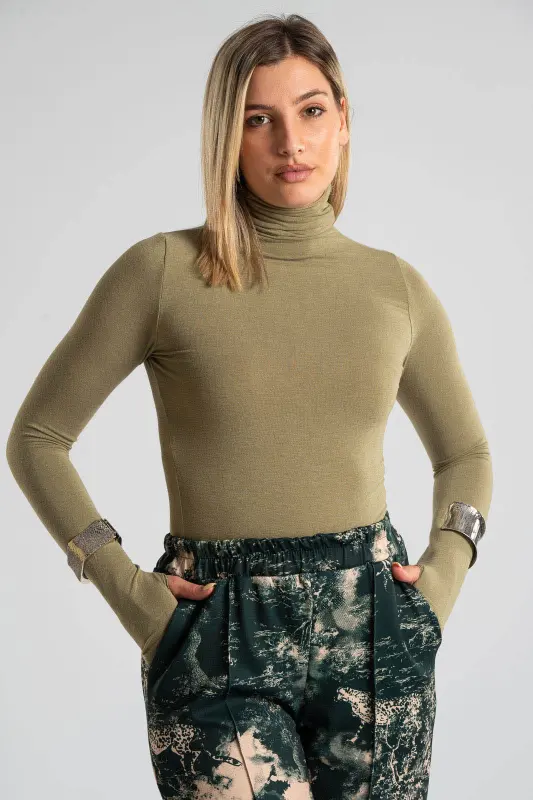 Blouse Turtleneck Basic Solid Color