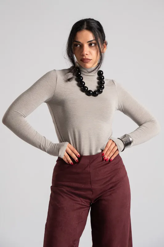 Blouse Turtleneck Basic Solid Color