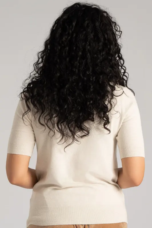 Blouse Turtleneck Short Sleeve Silver Thread 