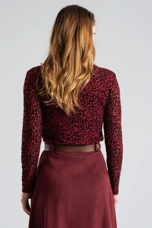 Blouse Leopard Pattern Turtleneck