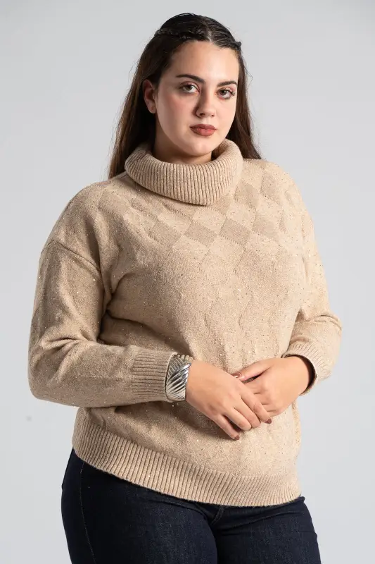 Blouse Turtleneck Sequins 