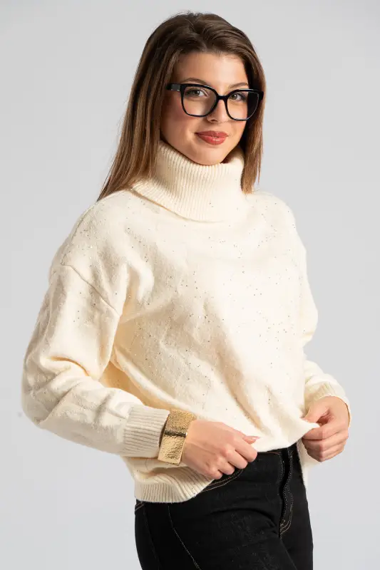 Blouse Turtleneck Sequins 
