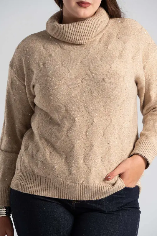 Blouse Turtleneck Sequins 