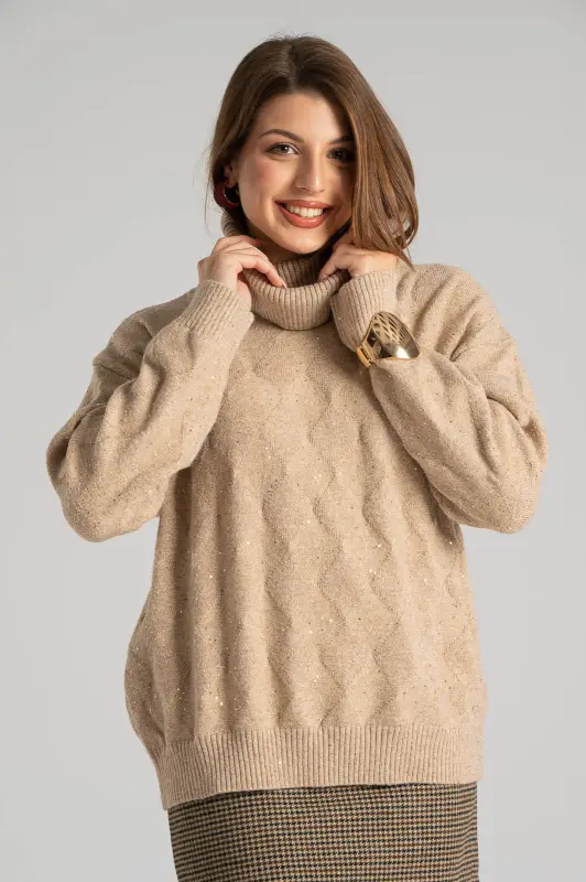 Blouse Turtleneck Sequins 