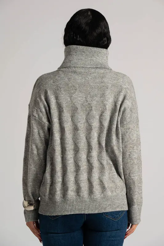 Blouse Turtleneck Sequins 