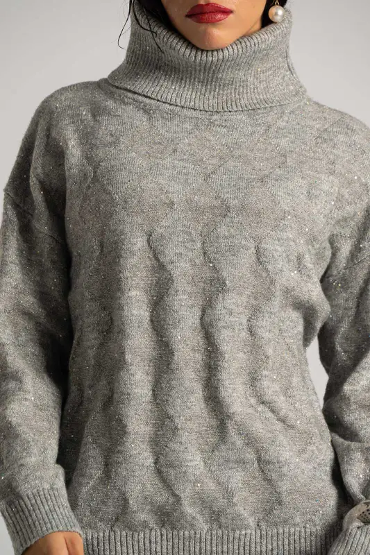 Blouse Turtleneck Sequins 
