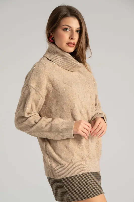 Blouse Turtleneck Sequins 