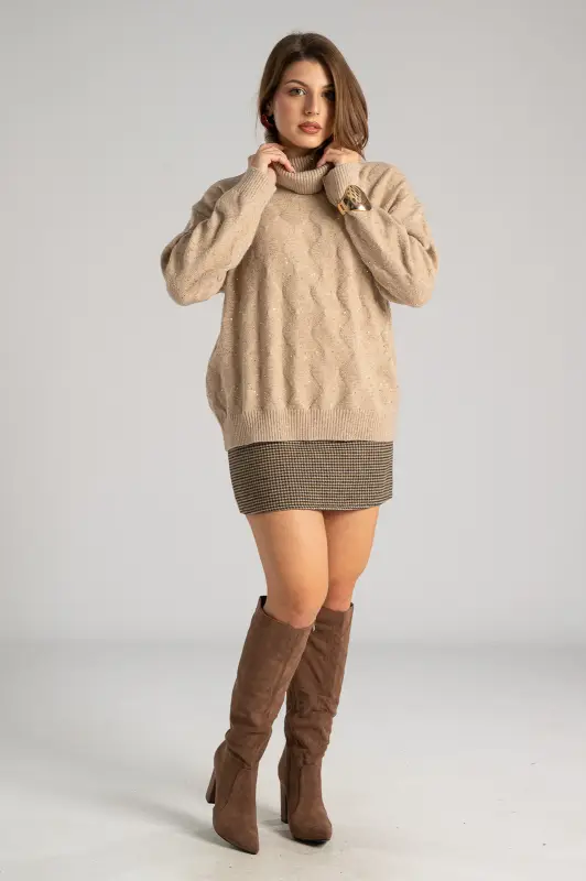 Blouse Turtleneck Sequins 