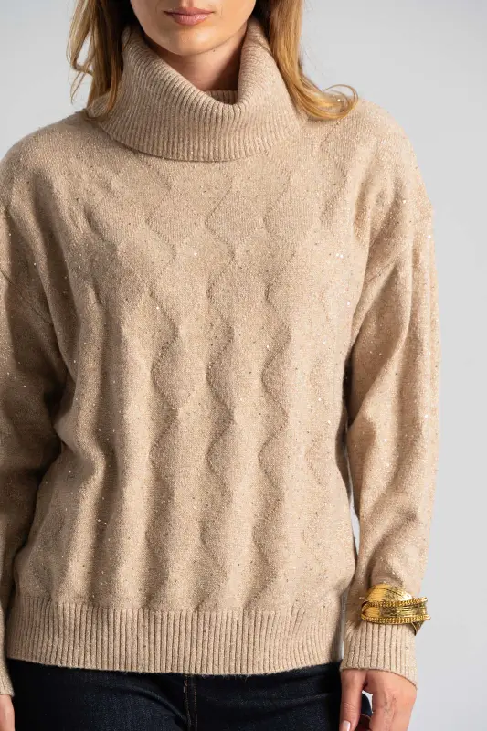 Blouse Turtleneck Sequins 