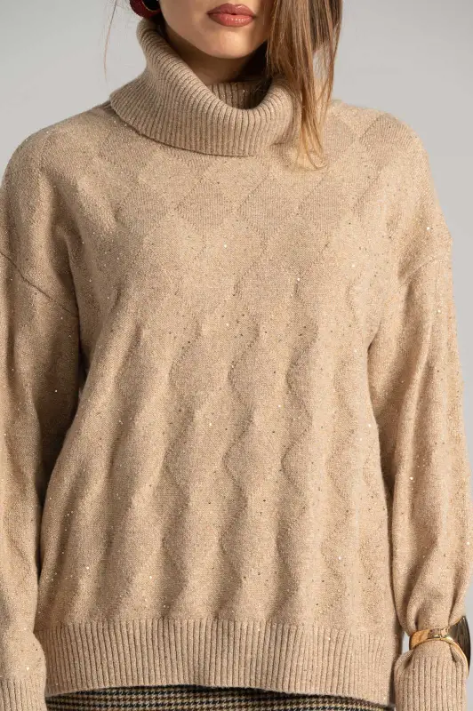 Blouse Turtleneck Sequins 