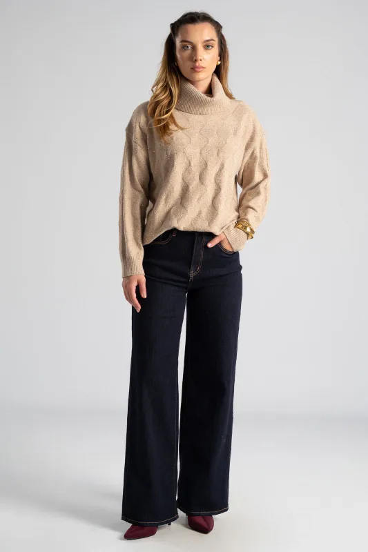 Blouse Turtleneck Sequins 