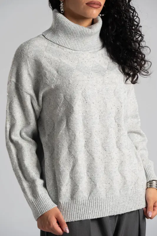 Blouse Turtleneck Sequins 