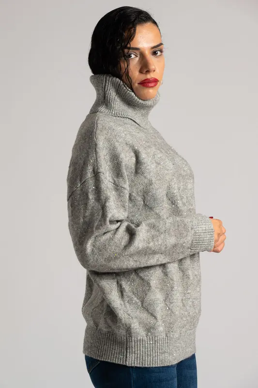 Blouse Turtleneck Sequins 