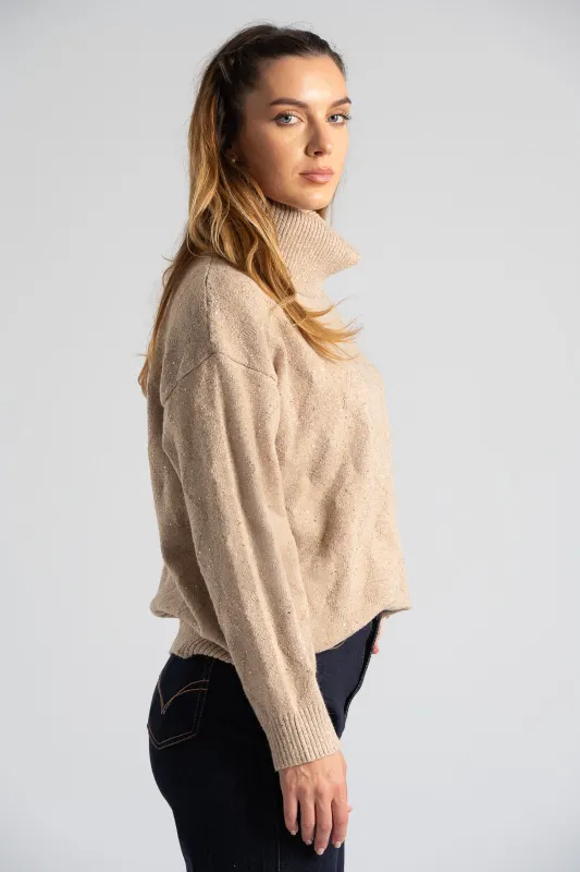 Blouse Turtleneck Sequins 