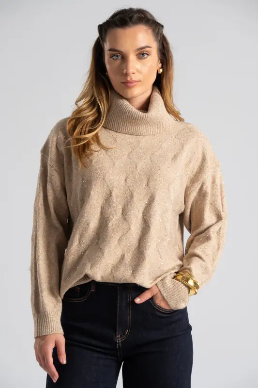 Blouse Turtleneck Sequins 