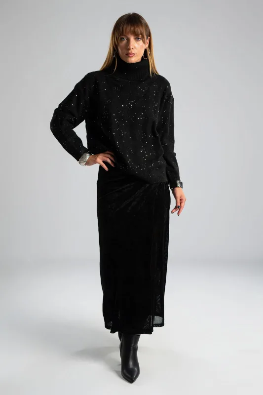 Blouse Turtleneck Pleats