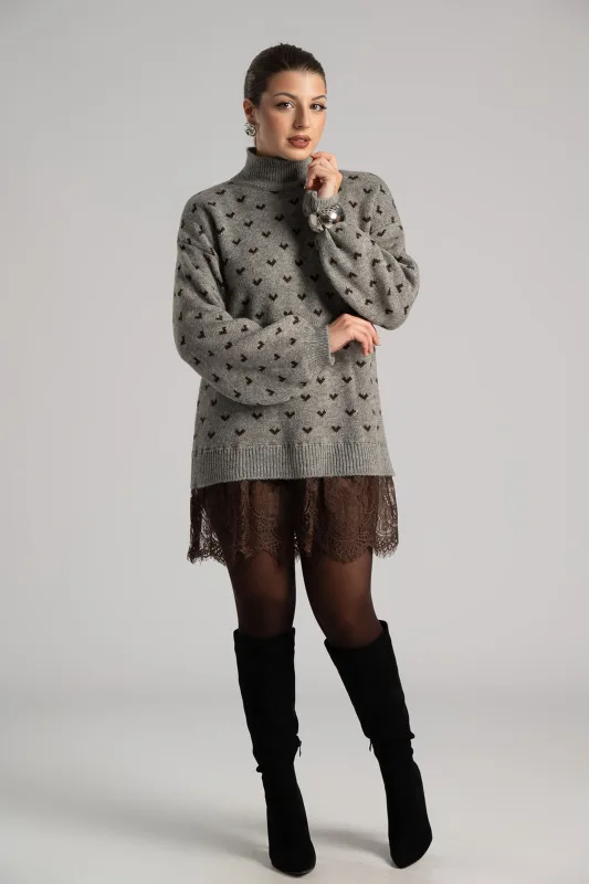 Dress Knitted Balloon Sleeve 