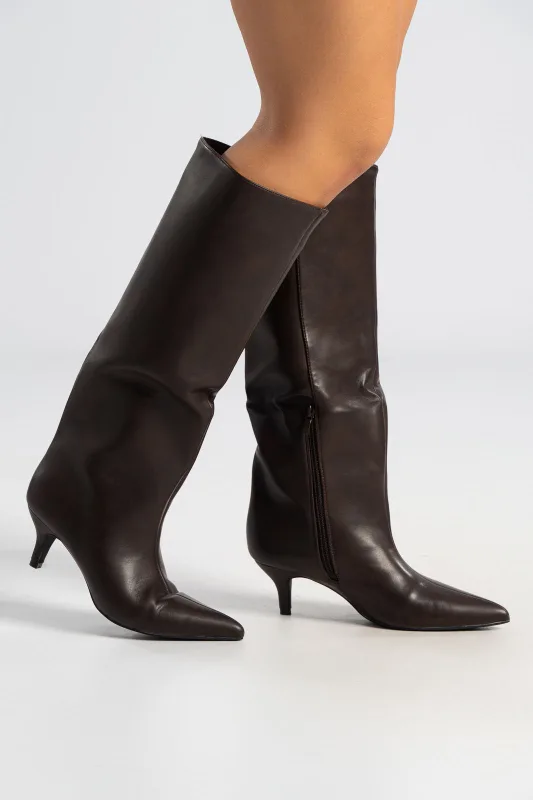 Μπότα Δερματίνη Kitten Heel