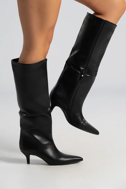 Boot Leather Kitten Heel 