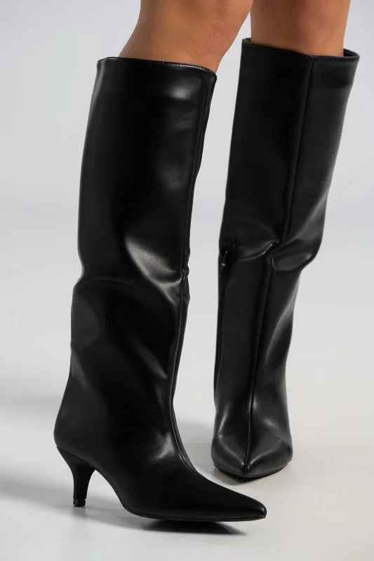 Boot Leather Kitten Heel 
