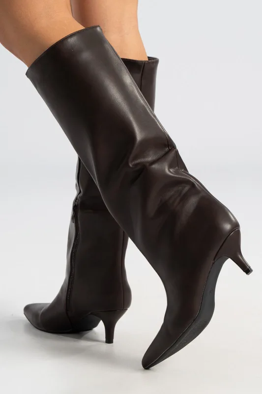 Μπότα Δερματίνη Kitten Heel