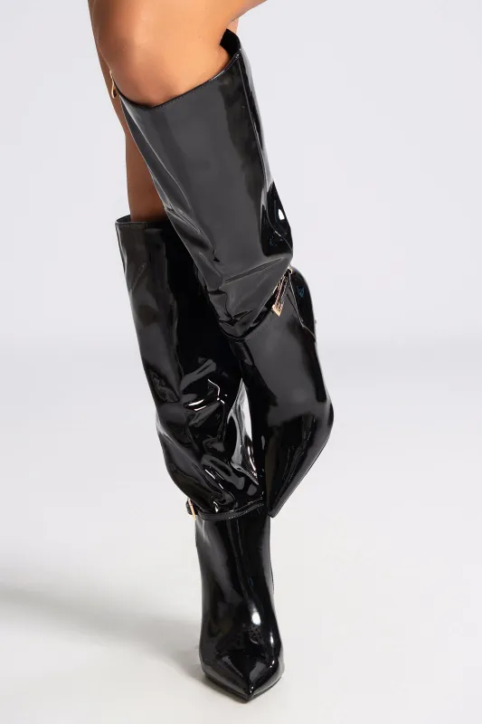 Boot Patent Leather Thin Heel