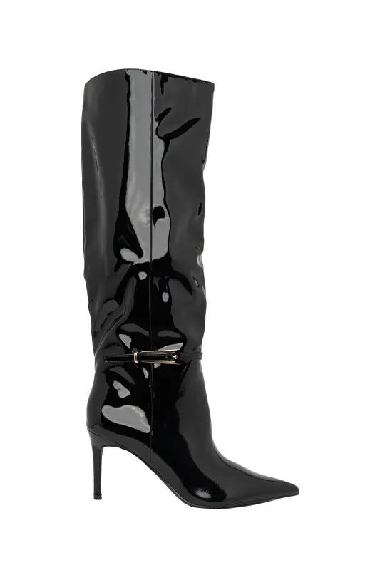 Boot Patent Leather Thin Heel