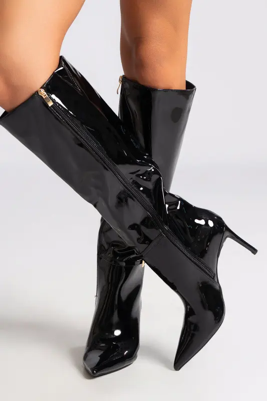 Boot Patent Leather Thin Heel