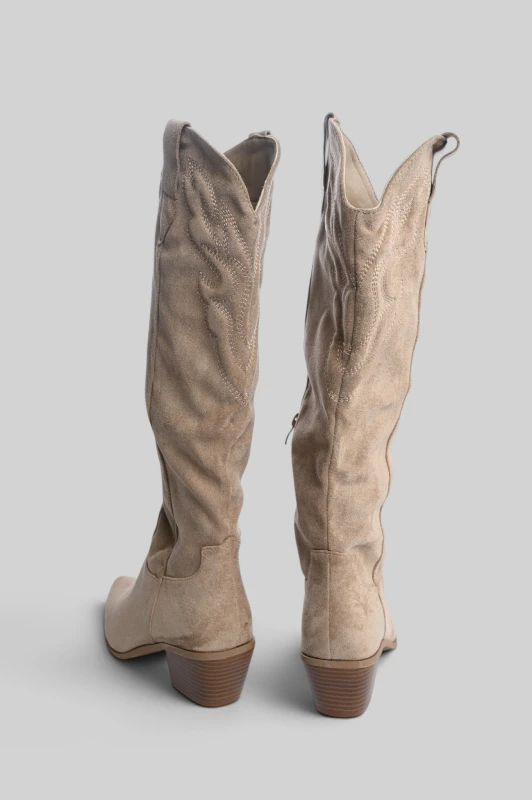 Μπότα Suede με Κέντημα