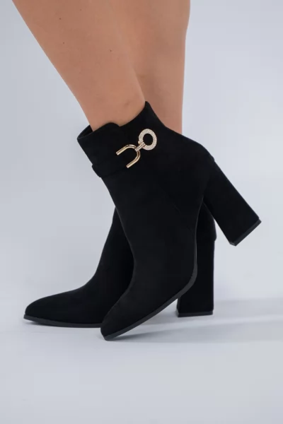 Ankle Boot Suede Buckle Black