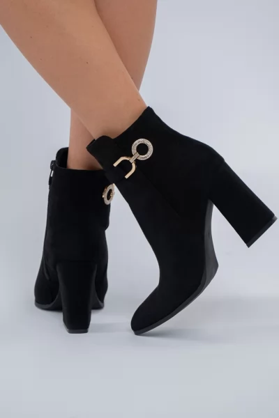 Ankle Boot Suede Buckle Black